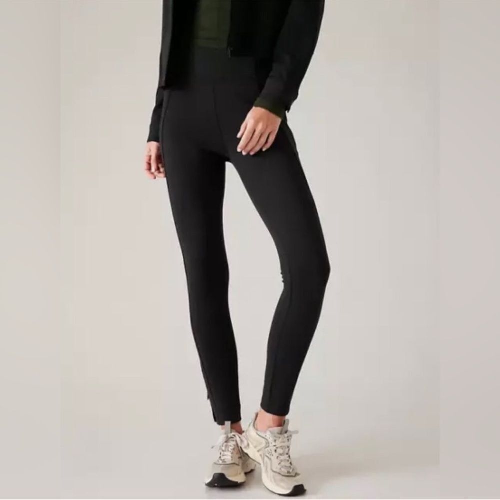 NEW Athleta Black Delancey Skyline High Rise Ankle Zipper Pants Leggings Size L